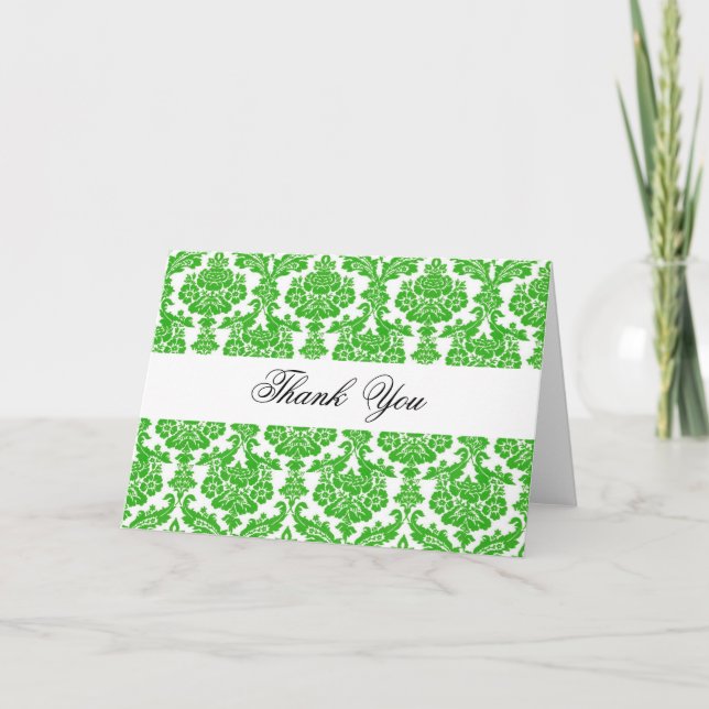 Thank you,green damask you card (Front)