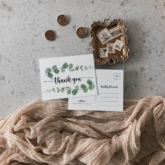 Thank You Green Delight Eucalyptus Postcard (Creator Uploaded)