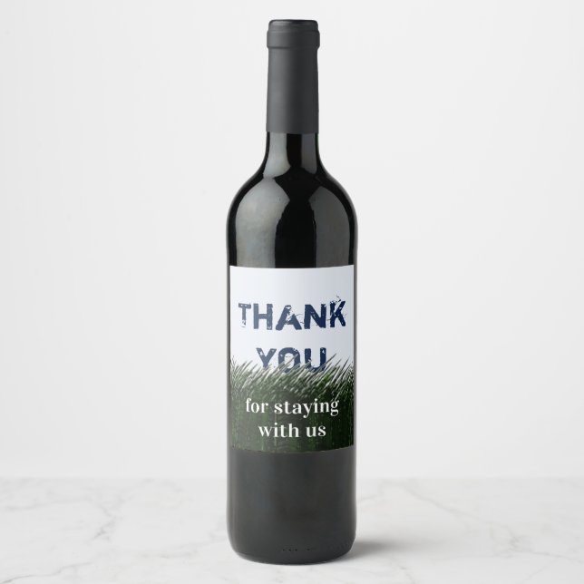 Thank You Green Grass and Sky Guest Appreciation Wine Label (Front)