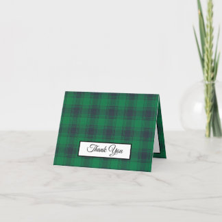thank you green plaid chequered rustic vintage  card