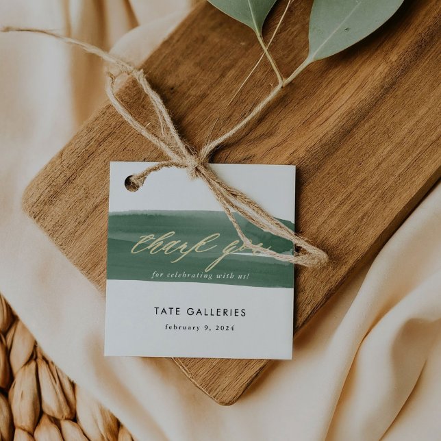 Thank You Green Ribbon Favour Tags (Thank You Green Watercolor Ribbon Chic Favor Tags)