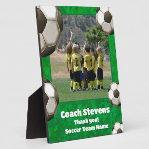 Thank You Green Soccer Balls   Soccer Coach Gift Plaque