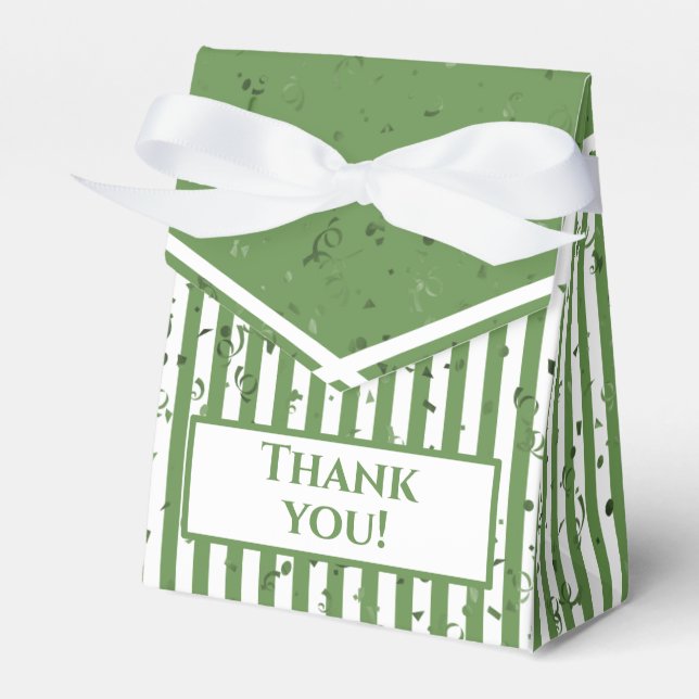 Thank You - Green/White Simple Stripes Pattern Favour Box (Front Side)