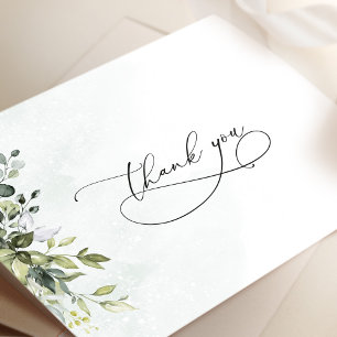 Thank You Greenery Minimalist Script Card