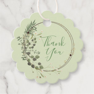 Thank You Greenery Tiny Flowers Wreath Favour Tags
