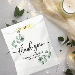 Thank You Greenery Wedding Favour Bag