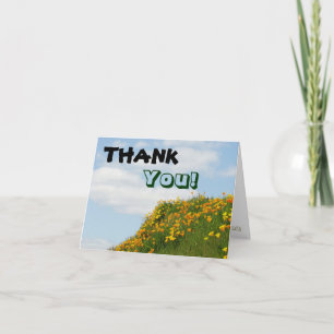 Thank You! Greeting Cards Blue Sky Poppies Thanks