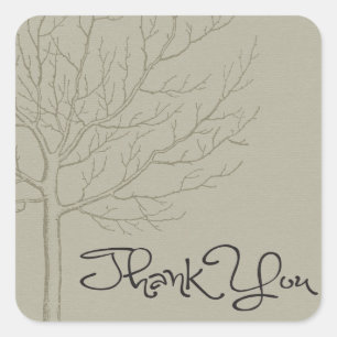 Thank You Grey And Black Tree Of Life Square Sticker