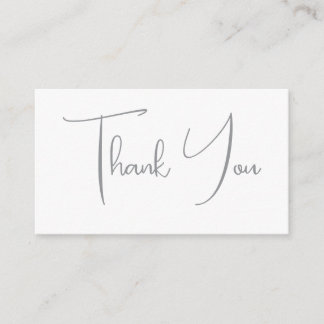 Thank You Grey Handwritten Classical Chic White Enclosure Card