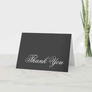 Thank You Grey White Script Greeting Card