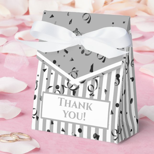Thank You - Grey/White Simple Stripes Pattern Favour Box (Wedding)