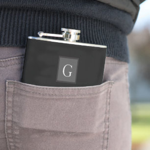 Thank You Groomsman Best Man Monogram Black Gift Hip Flask