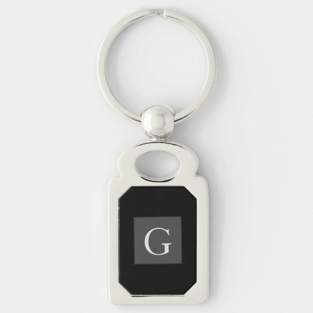 Thank You Groomsman Best Man Monogram Black Gift Key Ring (Front)