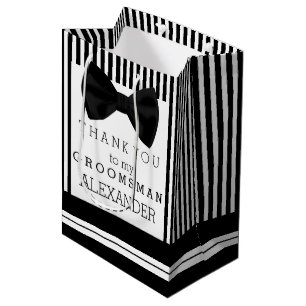 Thank You Groomsman Personalised With Bow Tie Medium Gift Bag