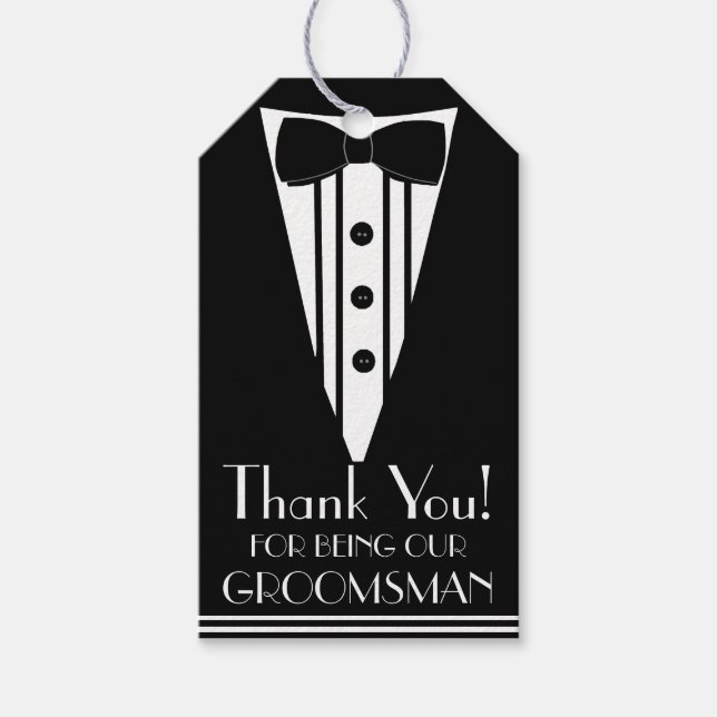 Thank You Groomsman Tuxedo Gift Tags (Front)