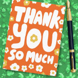 THANK YOU Groovy Daisies Colourful Bubble Letters  Postcard<br><div class="desc">Hand made card for you! Customise with your own text or change the colours. Check my shop for lots more colours and designs or let me know if you'd like something custom!</div>