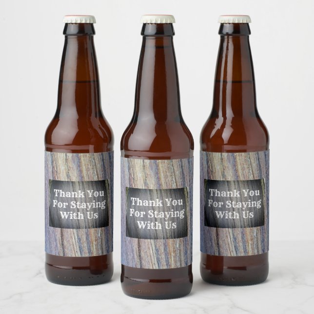 Thank You Guest Vacation Rental Rustic Woodgrain Beer Bottle Label (Bottles)