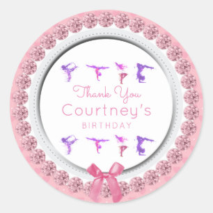Thank You Gymnastics Birthday Party Favour Classic Round Sticker