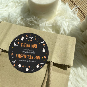 Thank You Halloween Birthday Orange Black Classic Round Sticker