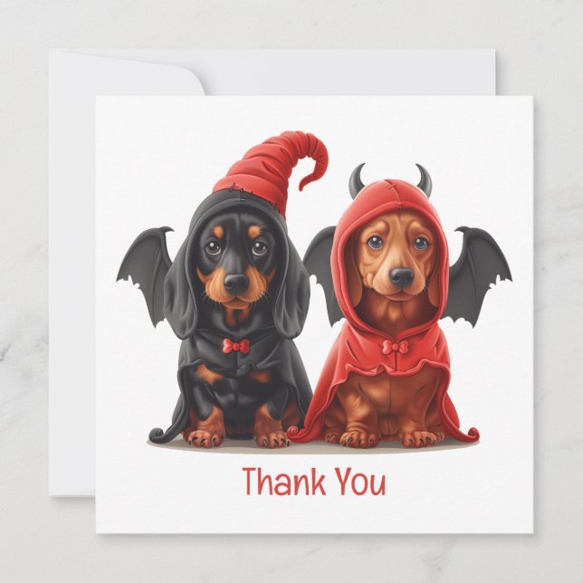 Thank You Halloween Dachshund Dogs Devil Bat (Front)