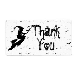 Thank You Halloween Witch Silhouette Black/White