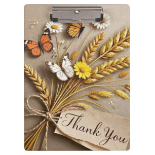 Thank you Hand drawn wildflowers, wheat stalks Clipboard