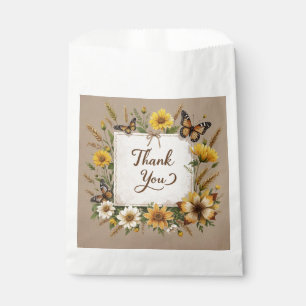 Thank you Hand drawn wildflowers, wheat stalks Favour Bag