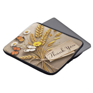 Thank you Hand drawn wildflowers, wheat stalks Laptop Sleeve