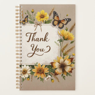 Thank you Hand drawn wildflowers, wheat stalks Planner