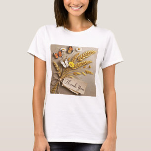 Thank you Hand drawn wildflowers, wheat stalks T-Shirt