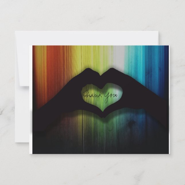 Thank you Hand Hearts With Rainbow Wood (Front)