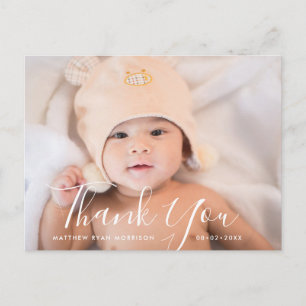 THANK YOU   hand lettering baby announcement Postcard