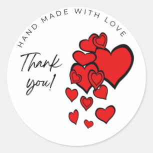 Thank you Hand made with love heart burst Sticker