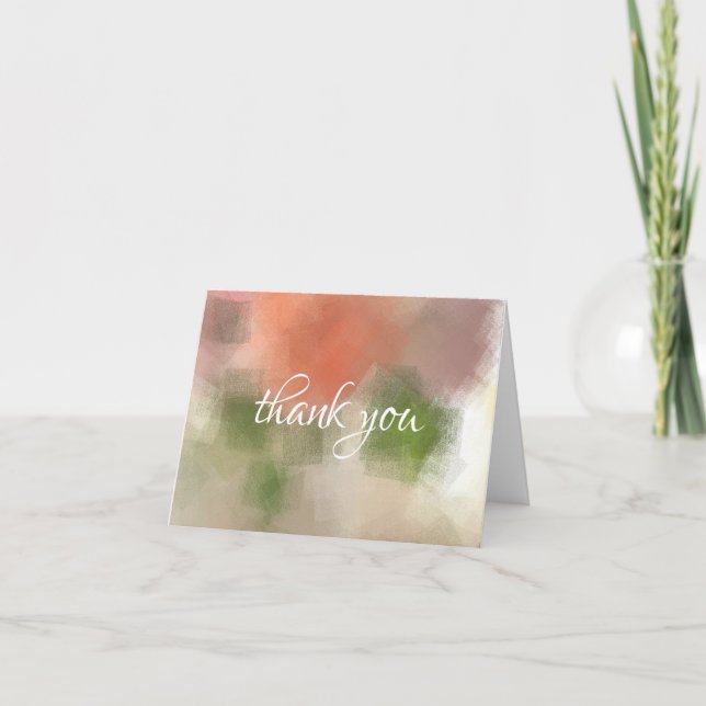 Thank You Hand Script Abstract Roses Flowers Chic Card (Front)