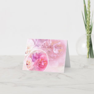 Thank You Hand Script Text Watercolor Roses Elite Card