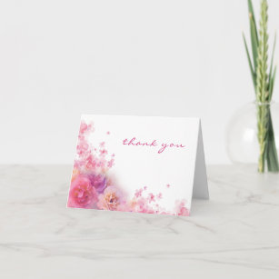 Thank You Hand Script Watercolor Flowers Elegant