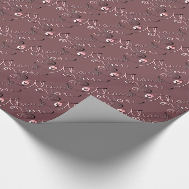 "Thank you" Hand Written on Dusty Rose Wrapping Paper (Corner)