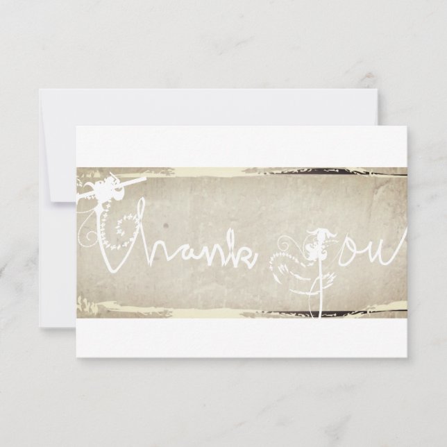 "Thank you" Hand-written Rustic Thank You Card (Front)