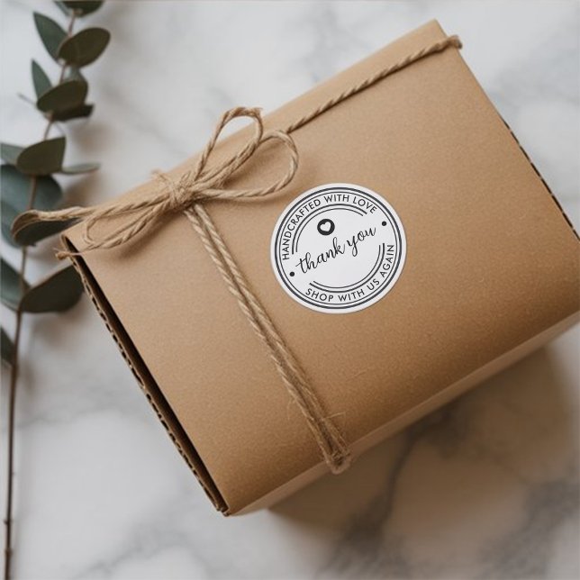 Thank You Handcrafted with Love Packaging Classic Round Sticker (Thank You Sticker on Packaging)