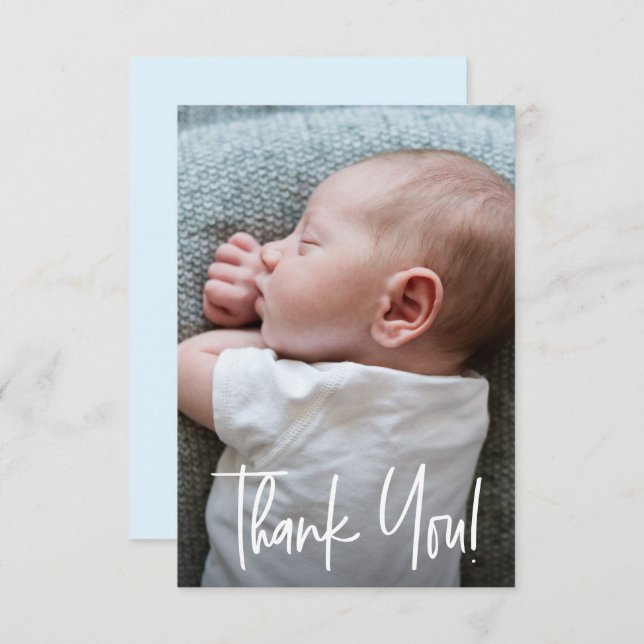 Thank You Handlettering Blue Baby Boy Shower  (Front/Back)