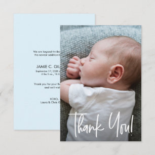 Thank You Handlettering Blue Baby Boy Shower Card