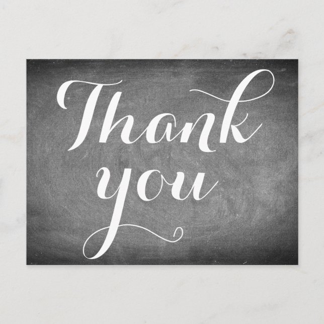 Thank You Handwriting Typography Black White Postcard (Front)