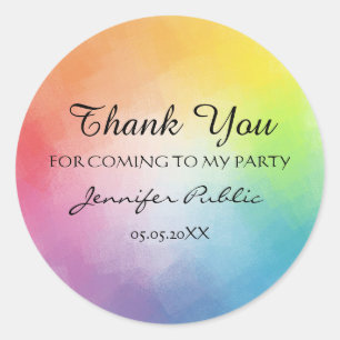 Thank You Handwritten Text Elegant Colourful Classic Round Sticker