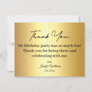 thank you happy birthday golden metallic card