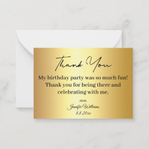 thank you happy birthday golden metallic card