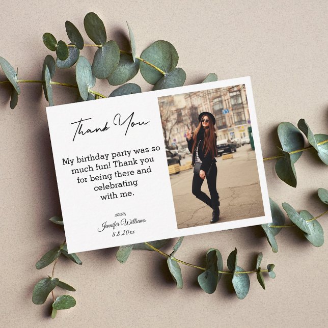 thank you happy birthday  minimalist photo card (Creator Uploaded)