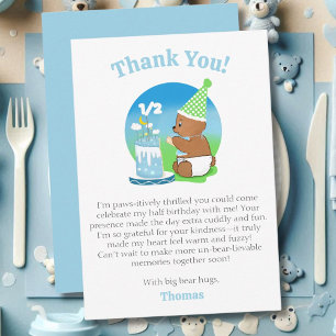 Thank You Happy Half Birthday Baby Bear with Cake Card