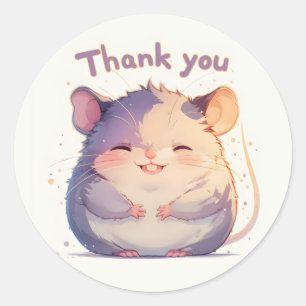 Thank You Happy Mouse Cute Classic Round Sticker