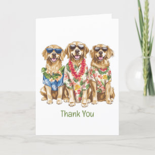 Thank You Hawaiian Golden Retriever Dogs Card