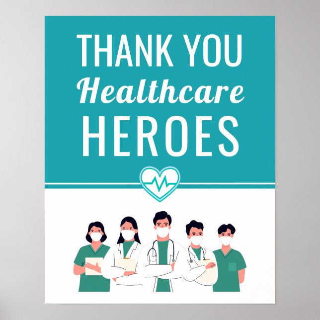 Thank You Health Care Workers Medical Sign Poster (Front)